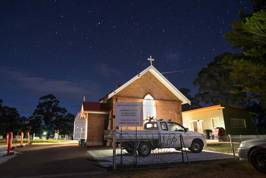 A former church in Sandford, Tasmania, is now a karate dojo