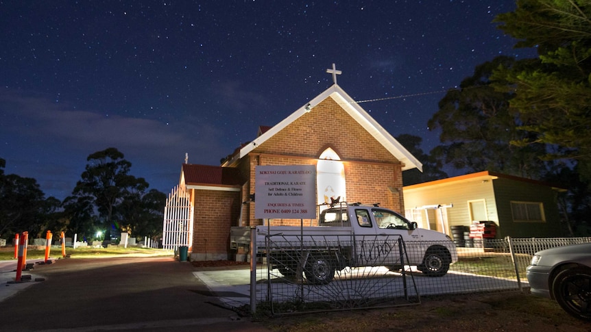 A former church in Sandford, Tasmania, is now a karate dojo