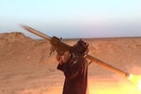 Islamic State fighter with shoulder mounted missile