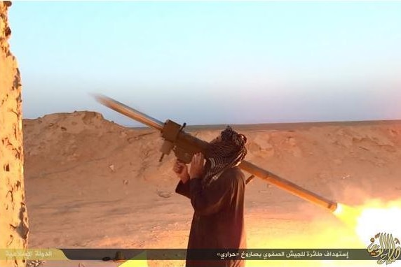 Islamic State fighter with shoulder mounted missile