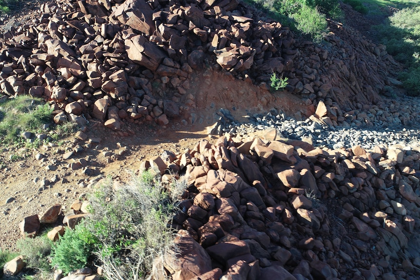 A tall and very rocky hill.