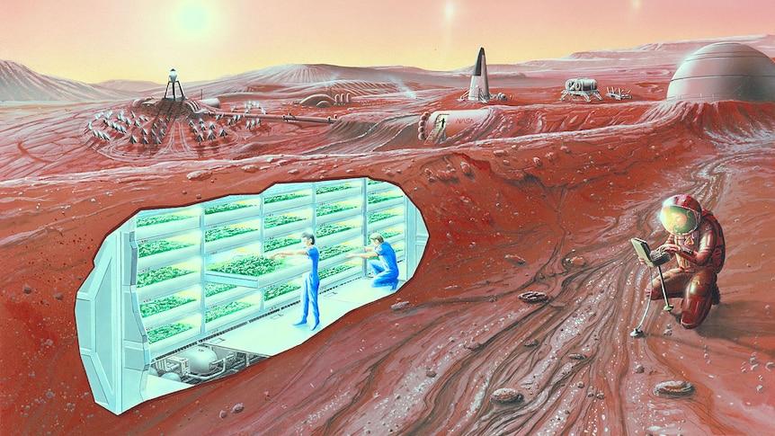 Artist's concept of a habitat on Mars