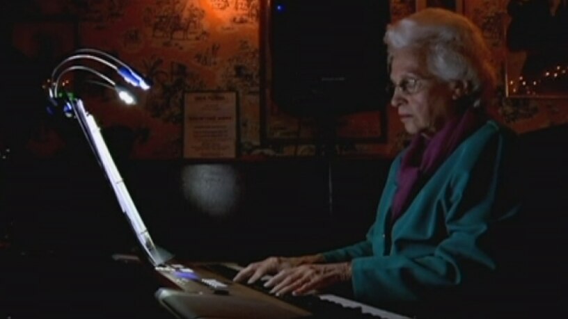Alice Donahue plays the piano