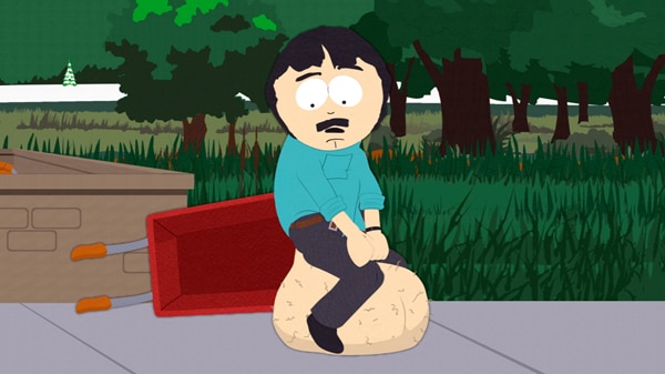 Randy from South Park sitting on his balls