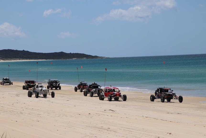 The field at the dune buggy race starting line
