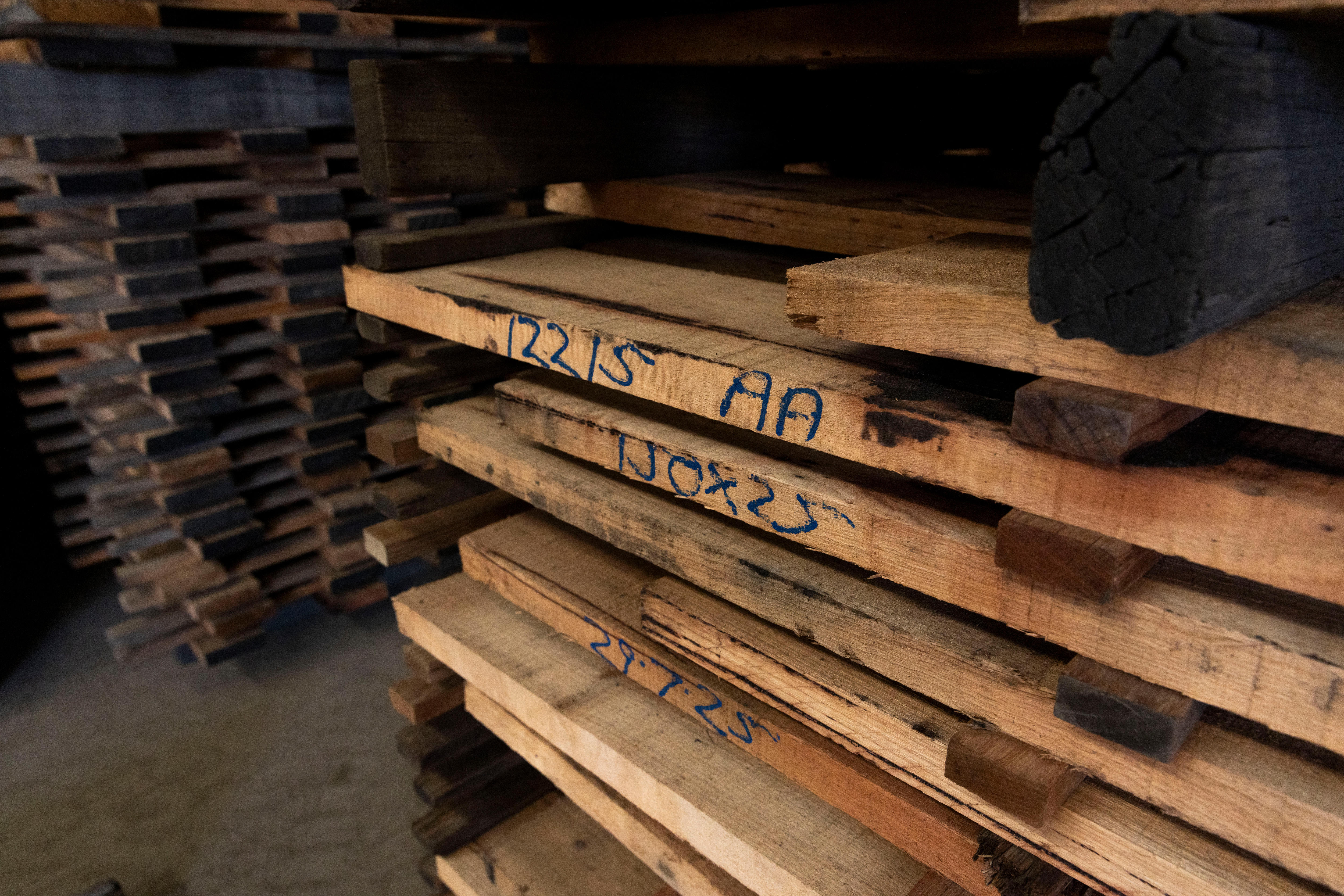 A stack of timber boards.