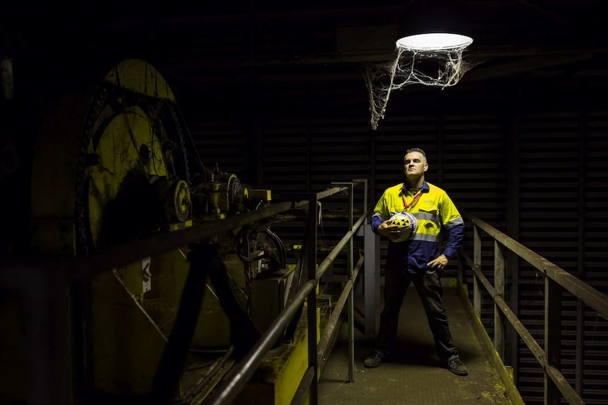 A worker inside the Hazelwood power station