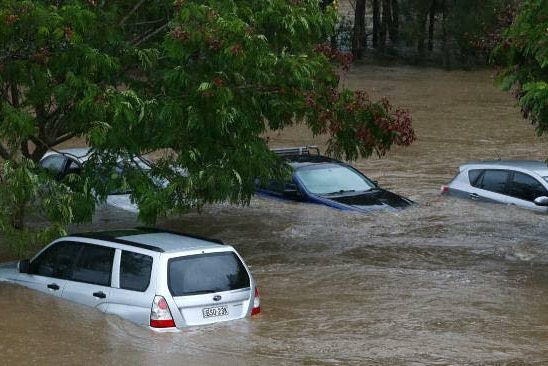 Floodwaters in Robina continued to rise throughout the afternoon on Thursday.