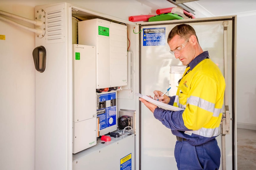 Worker checks installation