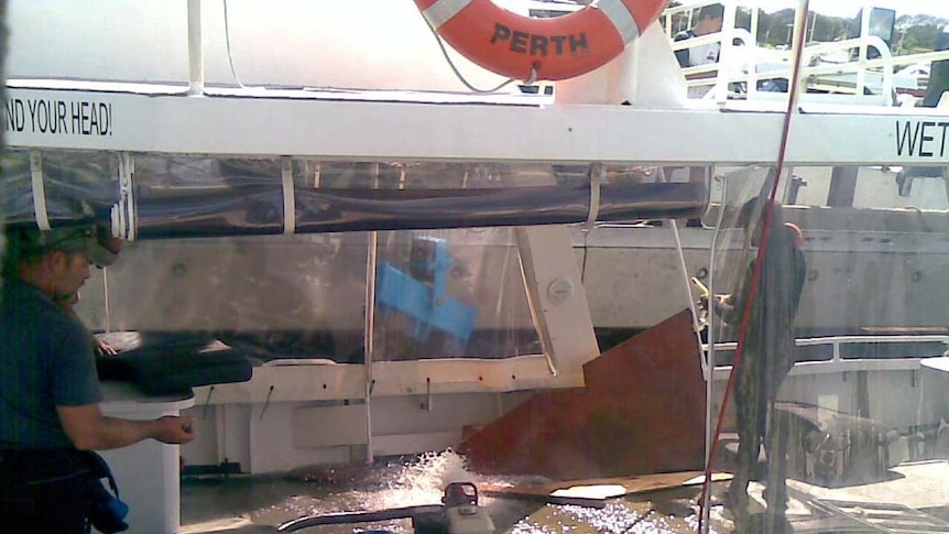 Water onboard the vessel Nautica after it ran aground