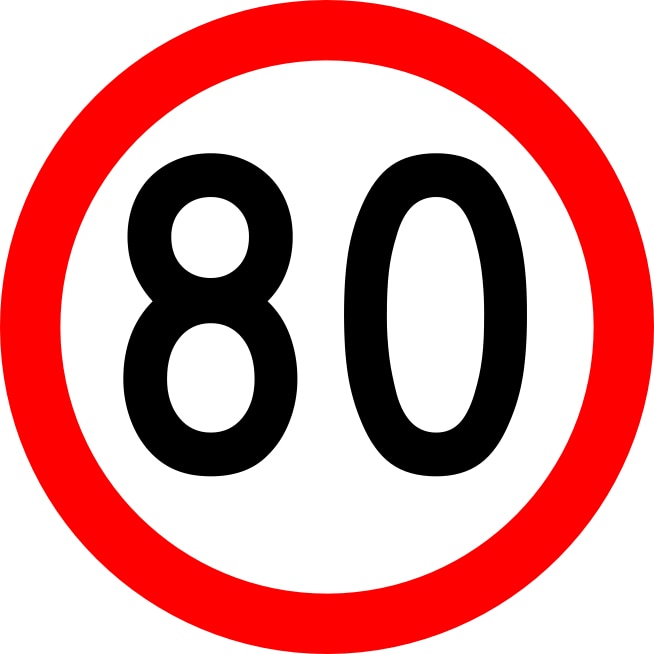 Australian 80kph speed limit sign.