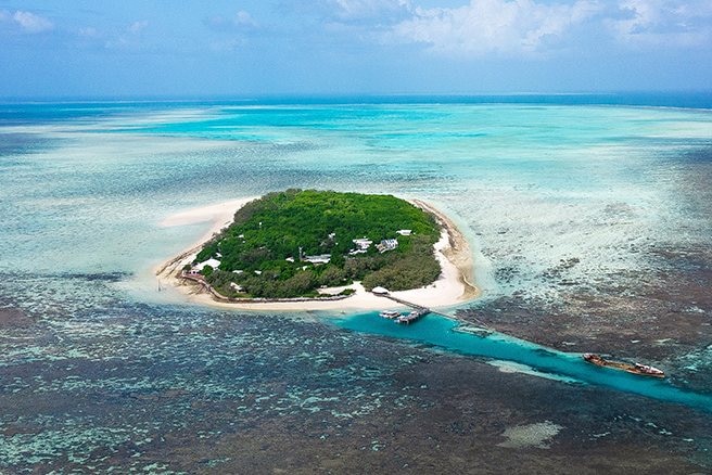 aerial shot of heron island