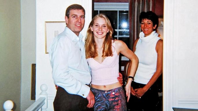 Prince Andrew, Virginia Roberts, and Ghislaine Maxwell in 2001.