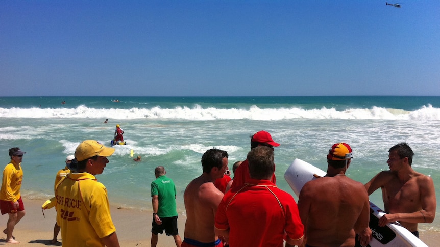 Surf lifesavers check for sharks at Scarborough (file)