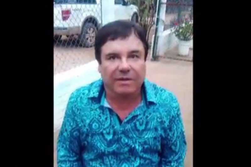 A screenshot of Joaquin "El Chapo" Guzman during an interview he did with actor Sean Penn