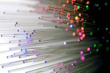 Light streams through fibre optic cables