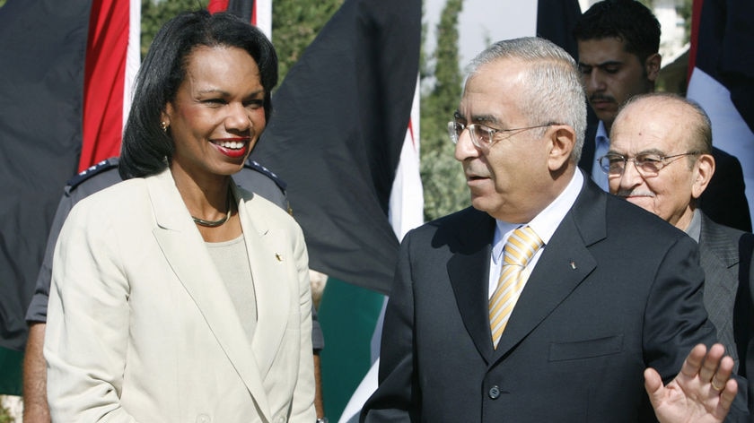 Condoleezza Rice has held talks with Palestinian Prime Minister Salam Fayyad.