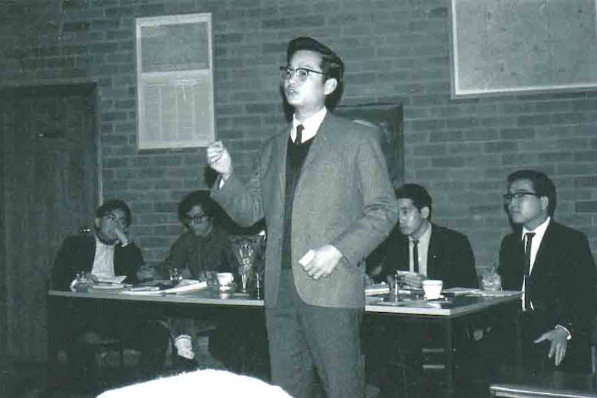 Francis Lee at a university debate in 1967.
