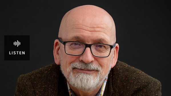 Headshot of Roddy Doyle, colour. Has Audio.