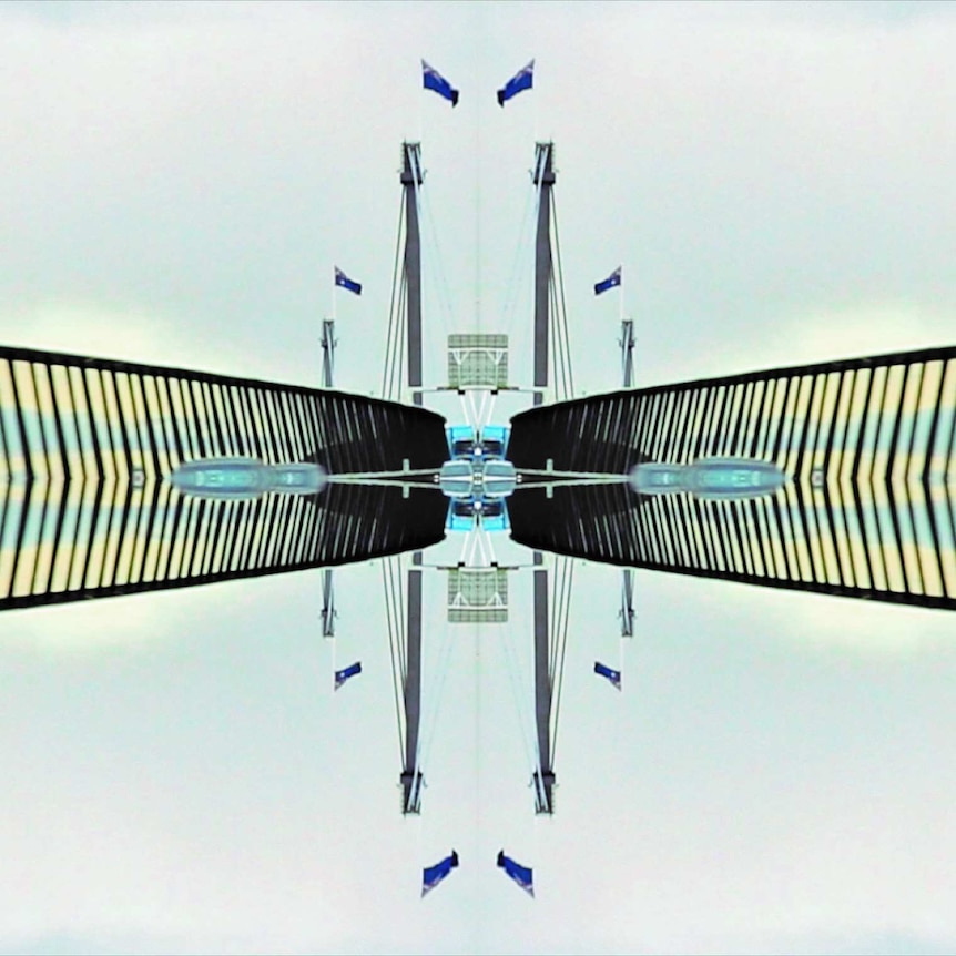 An image shot on the West Gate Bridge mirrored four ways.