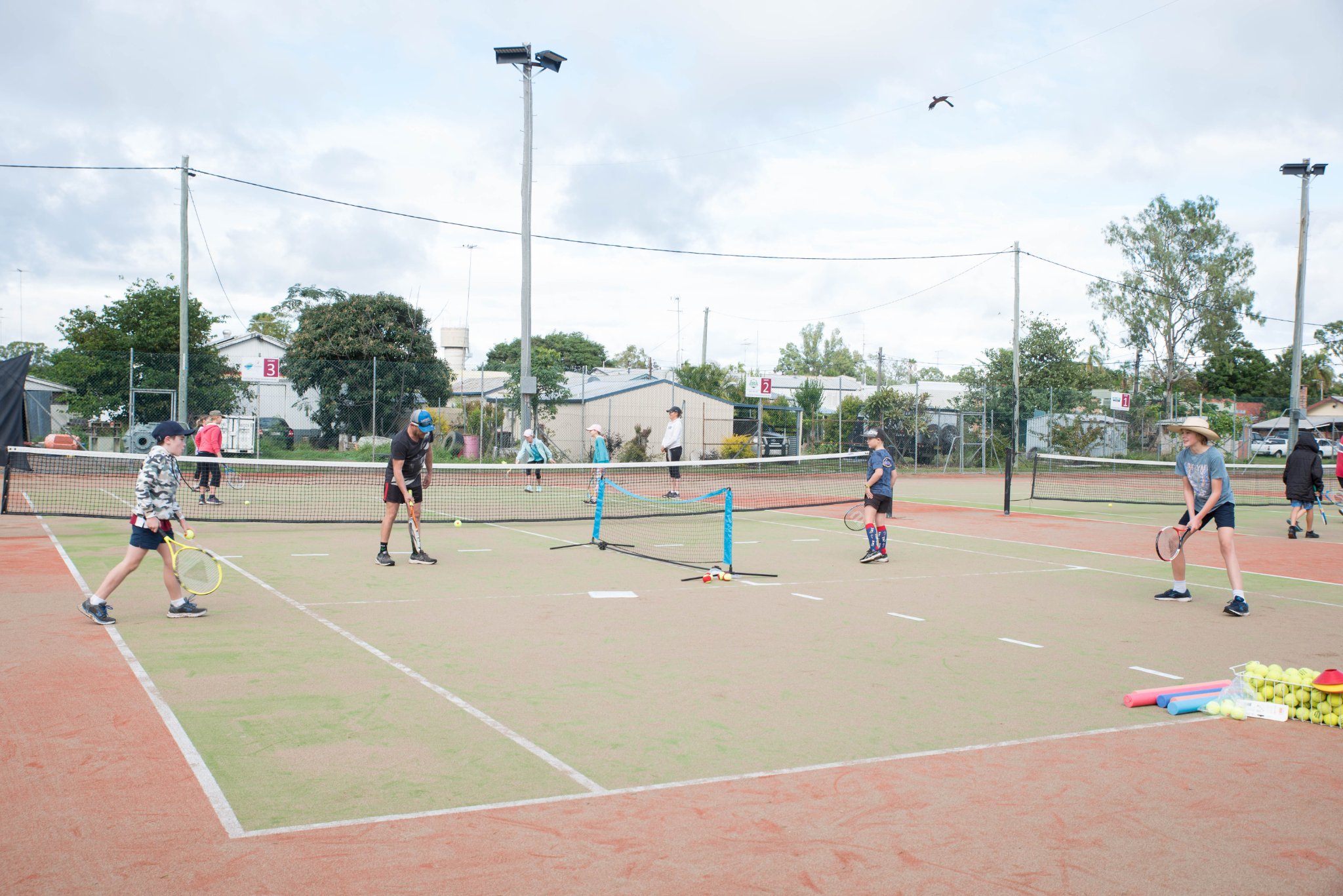 Children on a tennis court