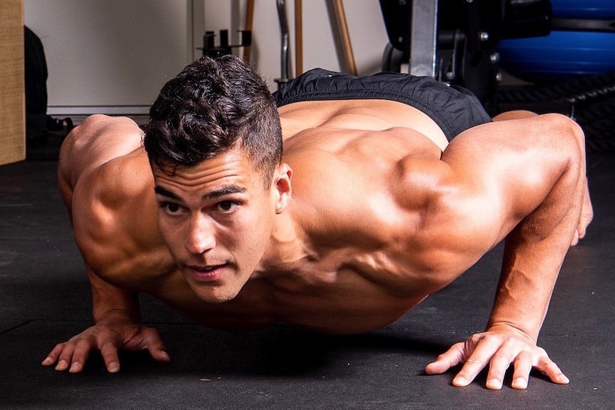 Man doing a push-up.