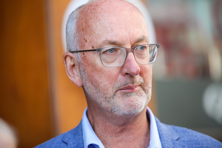 A tight head shot of WA Liberal MP Neil Thomson speaking outdoors.