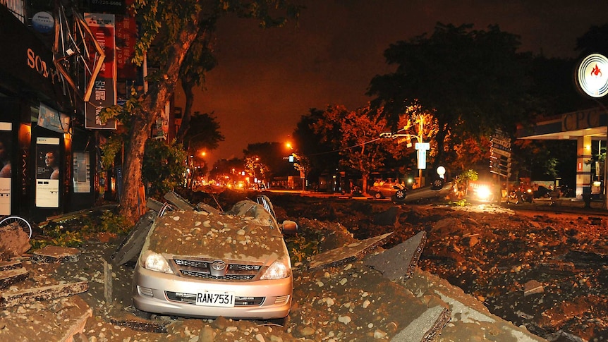 Taiwan gas pipelines explosion wreckage