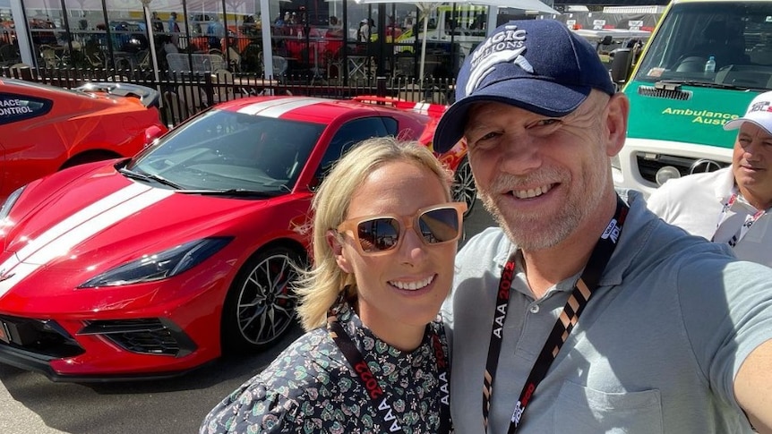 Zara and Mike Tindall at the Adelaide 500 race.