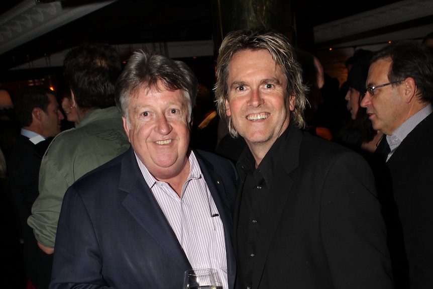 Tony Glover and former Sony Music Australia CEO Denis Handlin pictured at an event together.