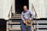 Pat Hegarty sitting on the steps of his Woolshed at Colanya station.