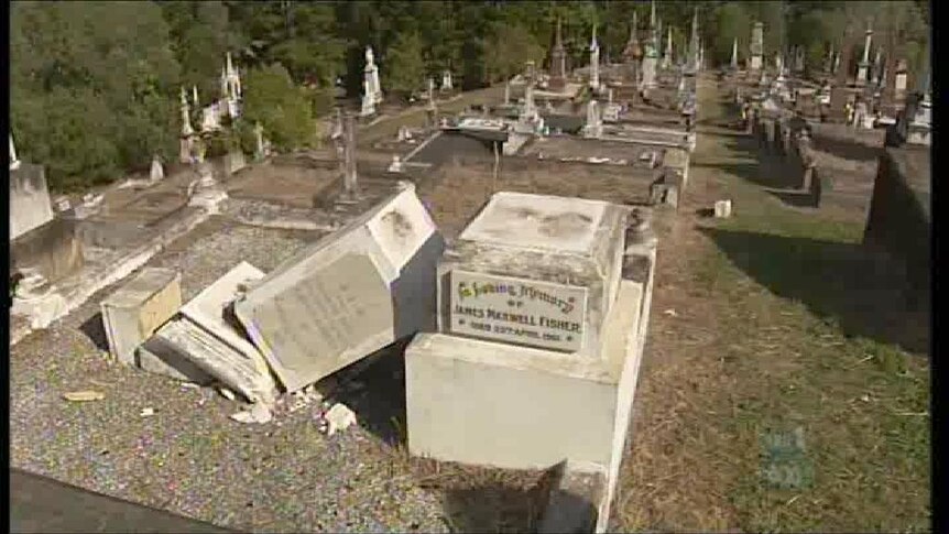 As many as 100 headstones, monuments and statues were toppled and smashed beyond repair last Thursday night.