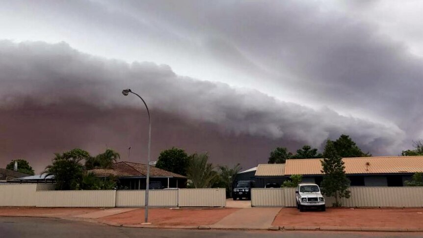 Cyclone Yvette cloud banks loom over Pilbara coast.