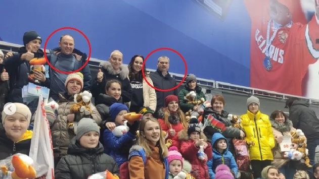 Belarus officials (circled) identified as facilitators of the indoctrination of abducted children from Ukraine. 
