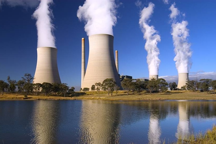 The smoke stacks of the Bayswater power station.