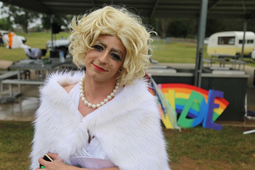 March organiser Nicholas Steepe in costume for the Central West Pride March.
