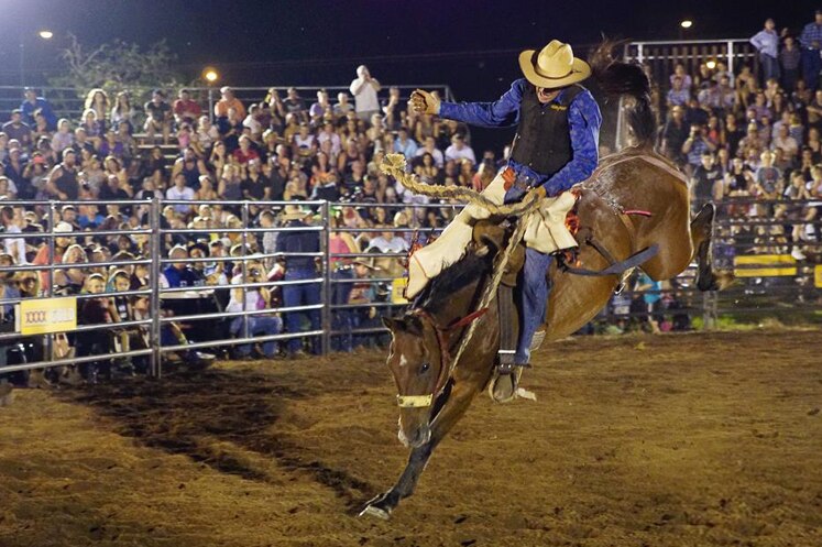 Getting a grip at the Noonamah rodeo, in Darwin's rural area.