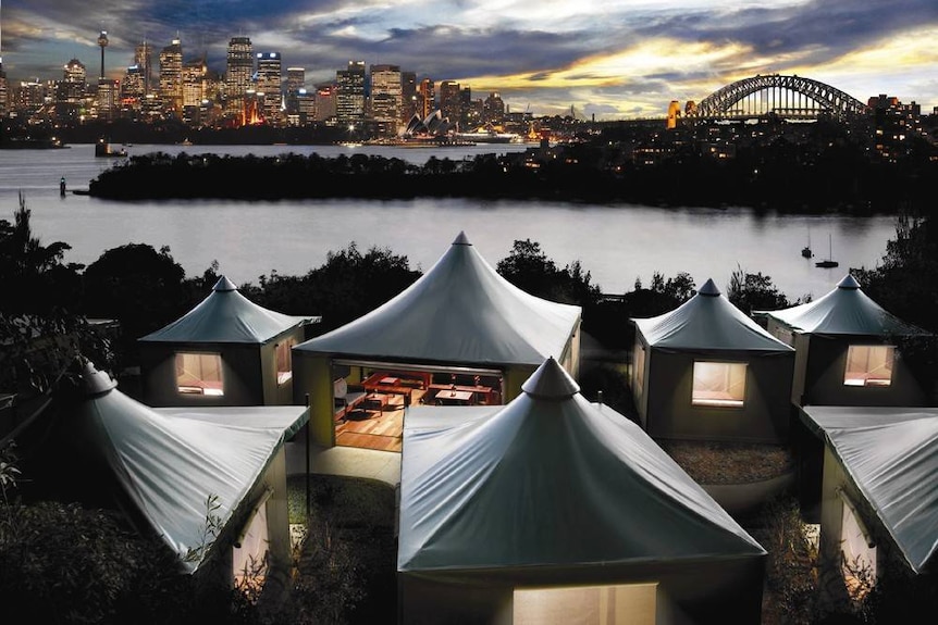 Taronga Zoo accommodation with sydney harbour in background