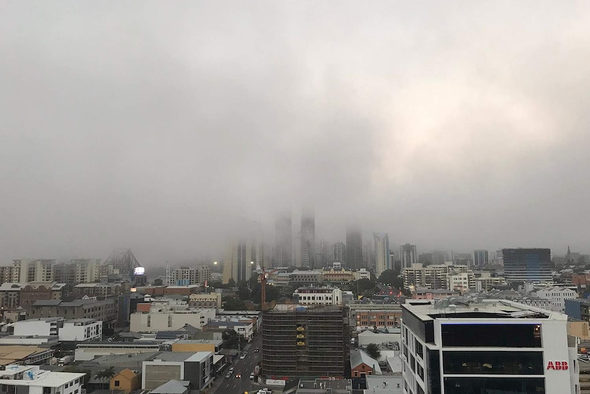 Fog blankets Brisbane's CBD on May 24, 2017