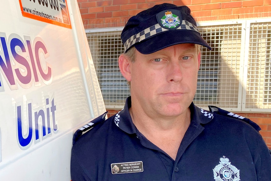 close up of police officer looking at camera