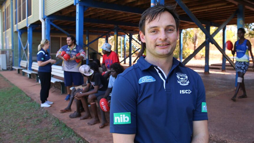 Paul Hood, AFL Geelong Cats player development manager and academy coach, on Elcho Island.
