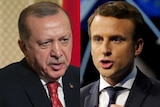 Turkish President Erdogan and French President Macron in a composite image.