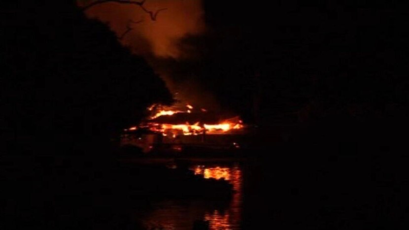 Fire destroys a boat shed at a Sydney school