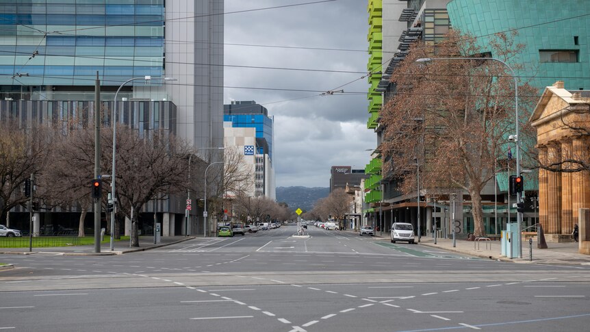 Adelaide's CBD during the first day of a lockdown.