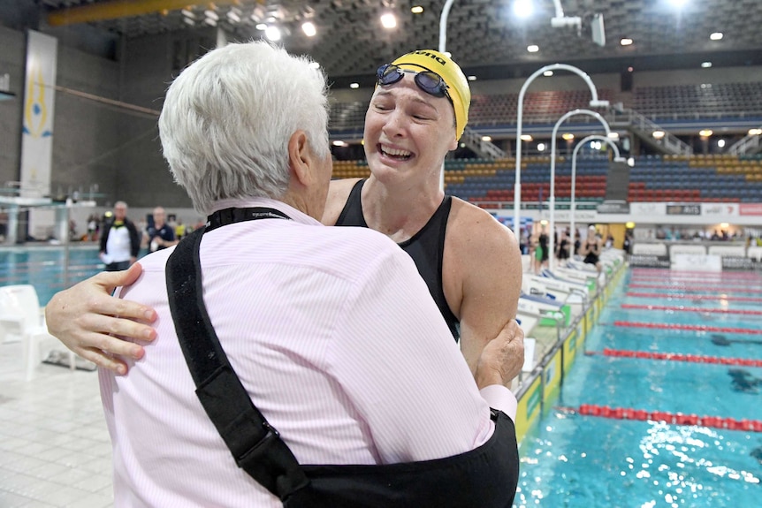 Well done ... Cate Campbell celebrates with Australian swimming great Dawn Fraser after her world record