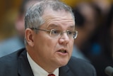 Scott Morrison speaks during a public hearing of the Human Right Commission at Parliament House in Canberra.