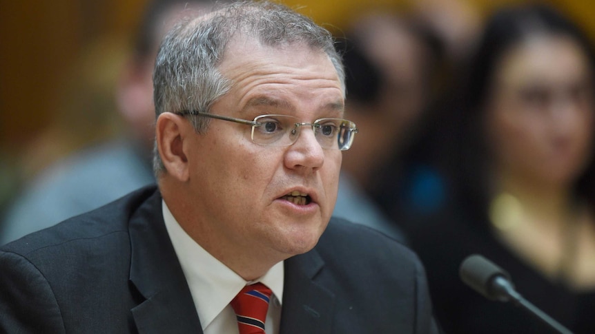 Scott Morrison speaks during a public hearing of the Human Right Commission at Parliament House in Canberra.