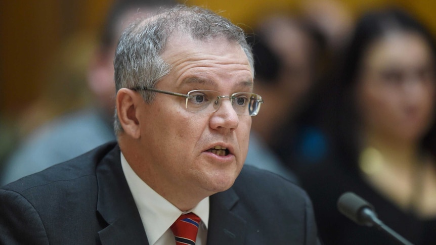 Scott Morrison during a public hearing at the Human Rights Commission