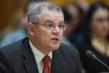 Scott Morrison during a public hearing at the Human Rights Commission