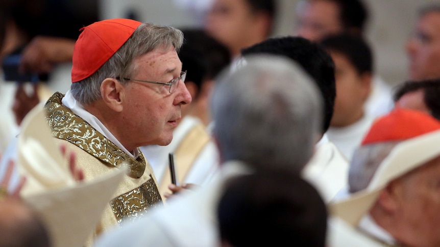 side view of george pell in crowd